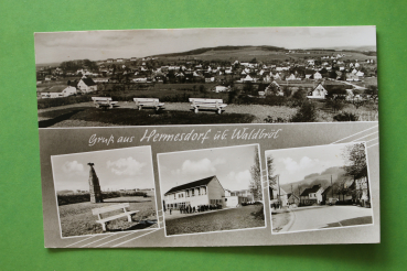 Ansichtskarte AK Gruß aus Hermsdorf über Waldbröl 1969 Straße Schule Architektur Ortsansicht NRW